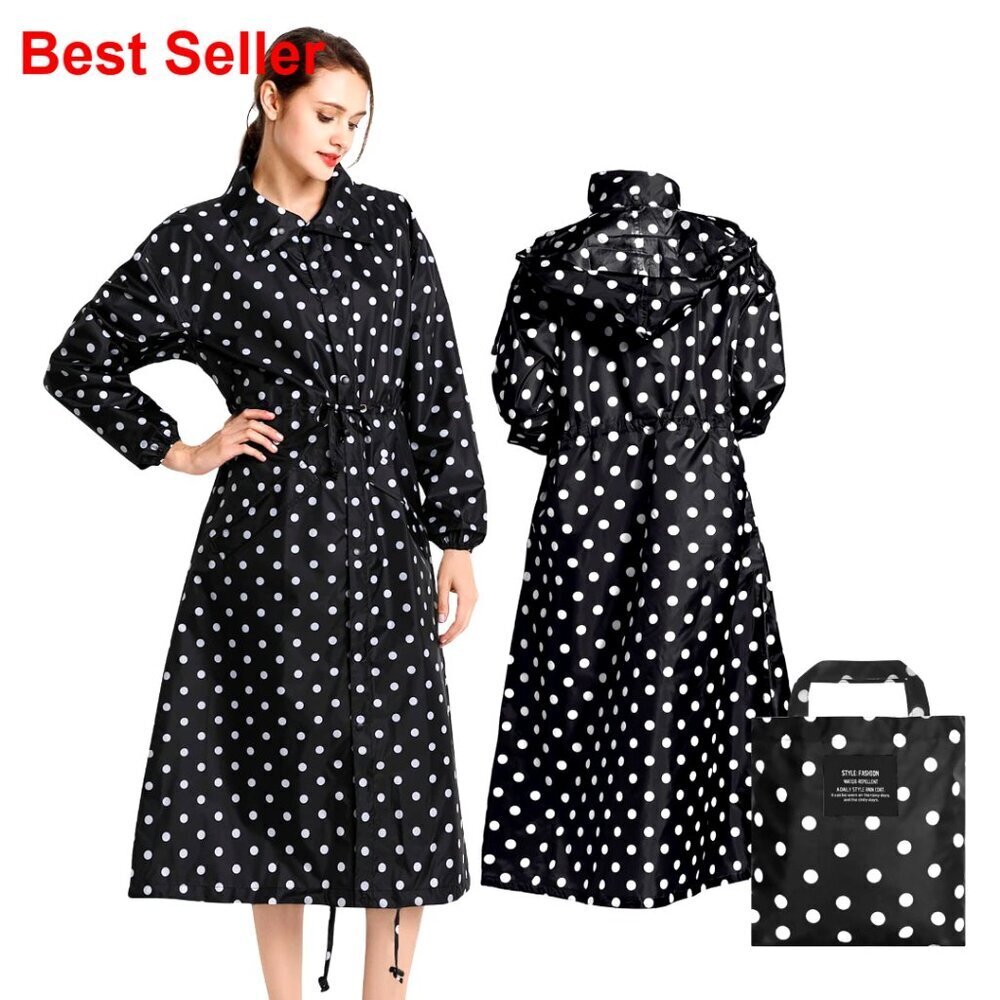 Waterproof Packable Hooded Raincoat with Adjustable Waist for Outdoor